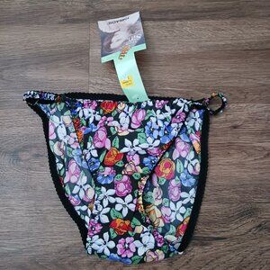 NOS Vintage Jordache 100% Washable Silk String Floral Bikini Panties Size 6